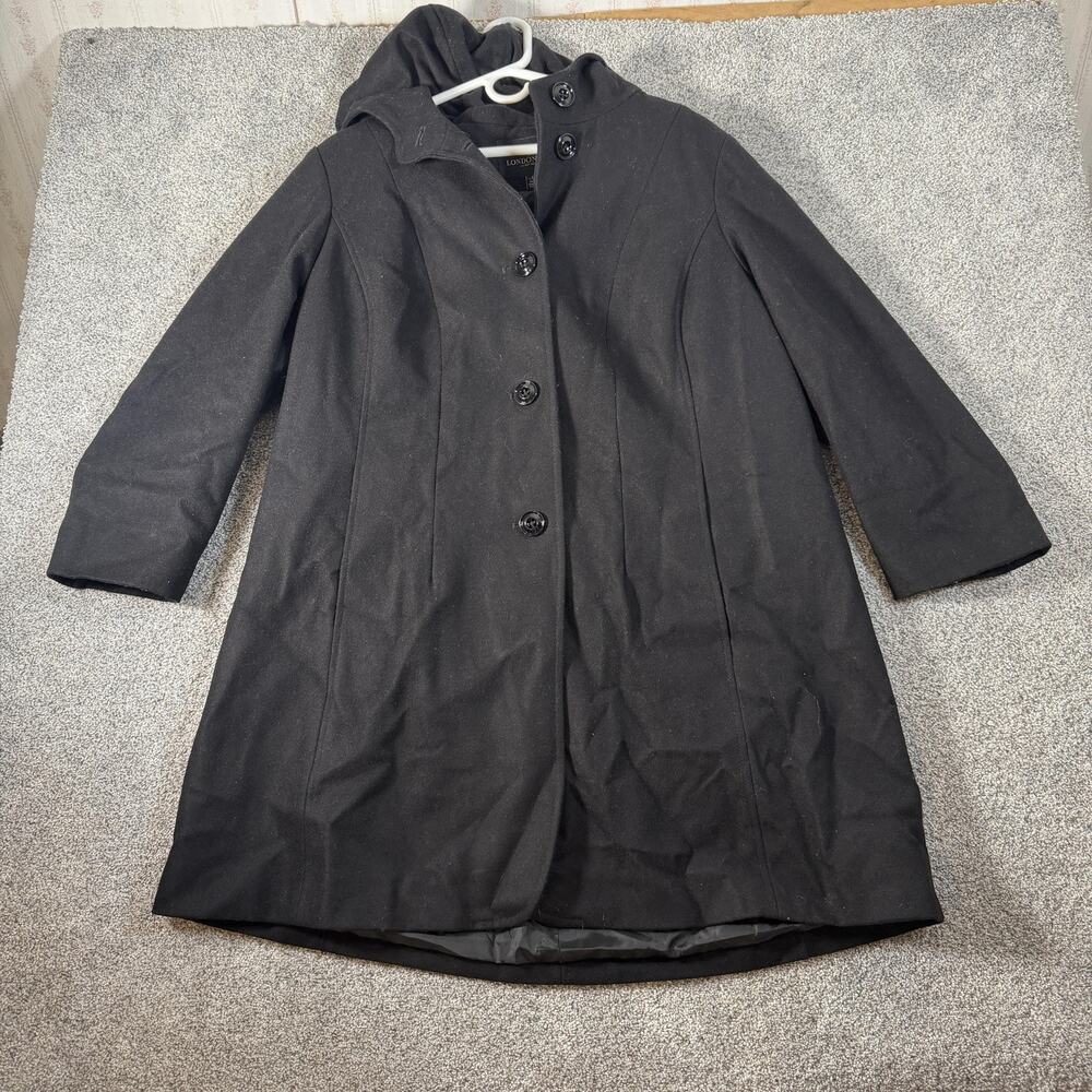 London Fog Hooded Coat 1X Classic Preppy Old Money Dark Academia Parisian Chic